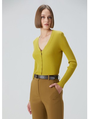  collection yeşil ribli koton hırka