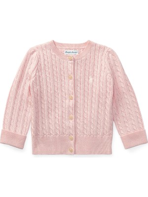 Polo Ralph Lauren Pembe Örgü Dokulu Kız Bebek Hırka