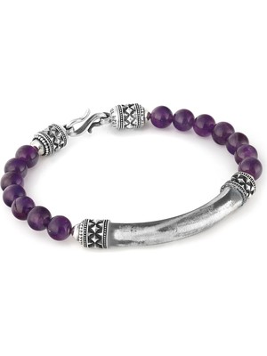 Kayra Khan Ragnar Pipe Bridge Gem Stone Erkek Gümüş Bileklik