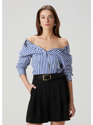 Givenchy Mavi Beyaz Çizgili Poplin Gömlek