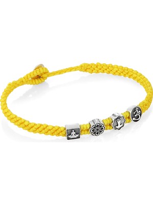 Boga Yoga Symbols Flat Braided Erkek Gümüş Bileklik