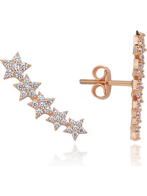 Hamza Yılmaz Jewelry Sıralı Yıldızlar Rose 14 Ayar Altın Kadın Küpe