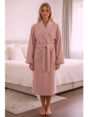 Erca Home Tekstil Ürünleri %100 Pamuklu Bornoz / Kadın Pudra Pembe Banyo