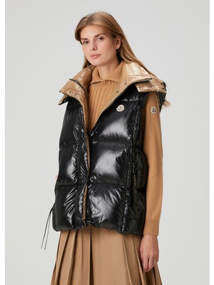 Moncler Siyah Kapüşonlu Puff Yelek