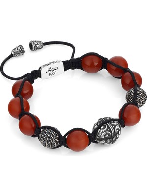 Boga Macrame Gemstone Erkek Gümüş Bileklik