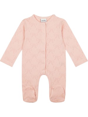 Antebies Pembe Kurdele Jakar Uzun Kollu Kız Bebek Tulum