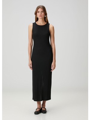 Rag & Bone Siyah Ribli Midi Elbise