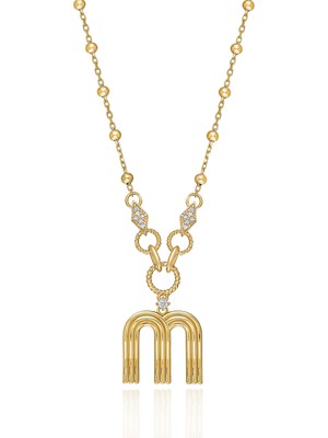 Nayra Jewelry Me & Myself M Harfli 925 Ayar Gümüş Üzeri Altın Kaplama Kadın Kolye