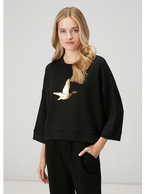 club siyah gold logolu sweatshirt