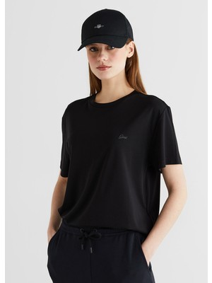 Gant Siyah Bisiklet Yaka Regular Fit Kısa Kollu Kadın T-Shirt