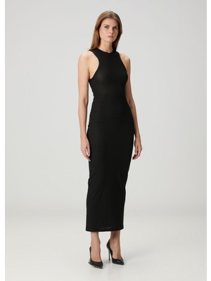 Wardrobe Nyc Racer Siyah Midi Elbise
