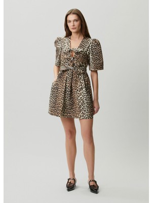 Ganni Leopar Desenli Mini Elbise