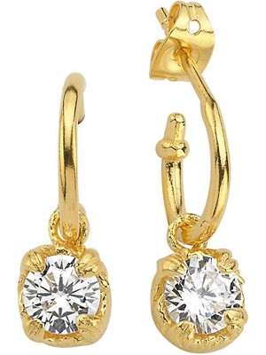 Bodhita Diamond Hoop 24 Ayar Altın Kaplama Kadın Küpe