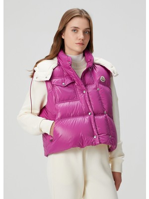 Moncler Pario Koyu Pembe Kapüşonlu Yelek