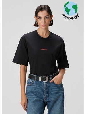 Academia Siyah Bisiklet Yaka Logolu T-Shirt