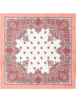 Etro Pembe Beyaz Ipek Poşet Mendil