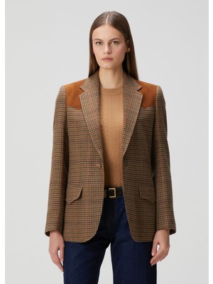 Polo Ralph Lauren Kahverengi Desenli Yün Blazer