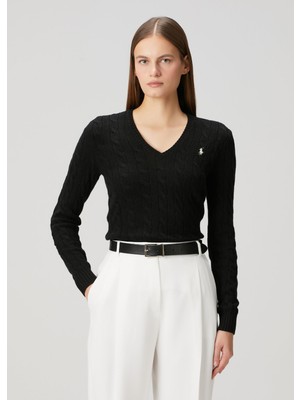 Polo Ralph Lauren Siyah Saç Örgü Yün Kazak