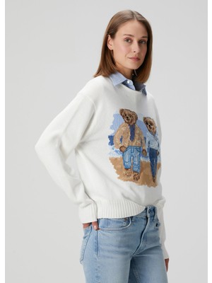 Polo Ralph Lauren Beyaz Ayıcık Jakarlı Triko