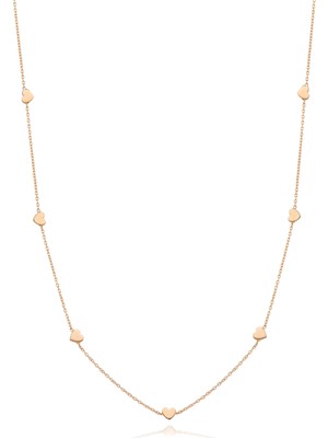 Hamza Yılmaz Jewelry Sıralı Minimal Kalp 14 Ayar Altın Kadın Kolye