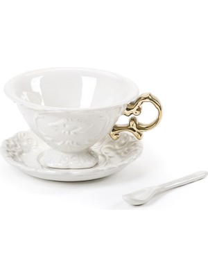 Seletti I-Wares Gold Porselen Beyaz Çay Fincanı