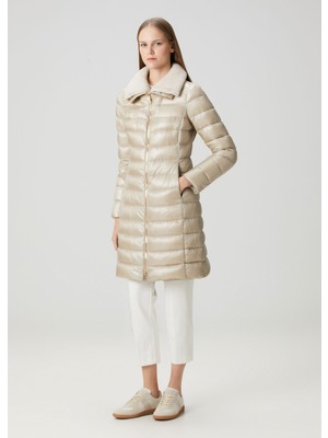 Herno Bej Yaka Detaylı Puffer Mont