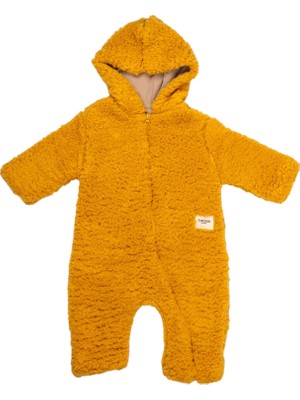 Totzee Safran Sarısı Kapüşonlu Unisex Bebek Peluş Tulum