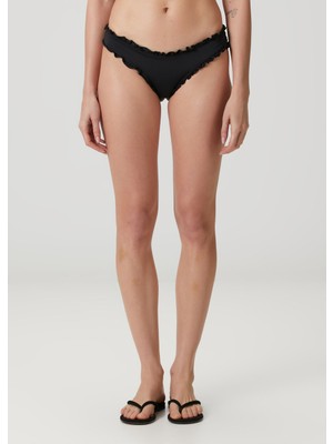 Frankie's Bikinis Charlotte Siyah Fırfırlı Bikini Altı