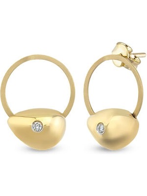 Orena Jewelry Teardrop Pırlanta 14 Ayar Kadın Altın Küpe