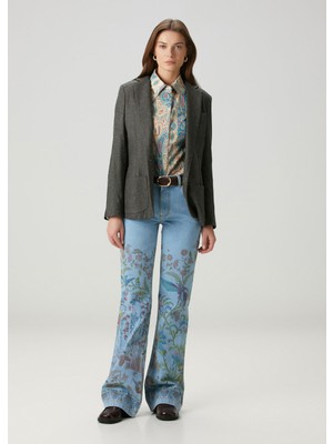 Etro Mavi Çiçekli Jean Pantolon