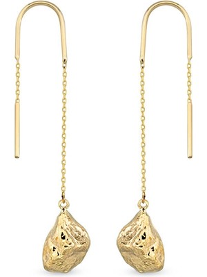 Orena Jewelry 14 Ayar Altın Sallantılı Pebble Kadın Küpe