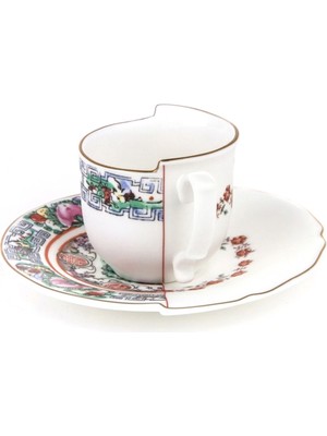 Seletti Hybrid Tamara Renkli Porselen Kahve Fincanı ve Tabağı