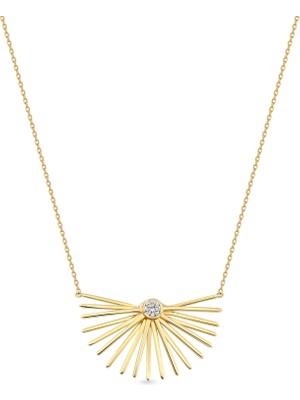 Orena Jewelry Luce Pırlanta Taşlı 14 Ayar Altın Kadın Kolye