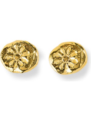 Besign Jewellery Çiçek Detaylı Bronz Üzeri Altın Kaplama Kadın Küpe