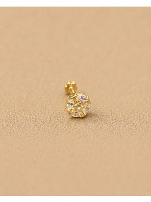 14 Ayar Altın Desenli Top Model Tragus Piercing Küpe