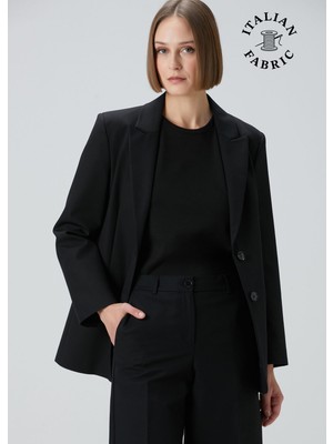  collection siyah rahat kesim koton ceket