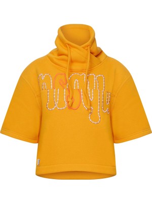 Nasaqu Enu Crop Regular Fit Damask Ombre Nakışlı Sweatshirt