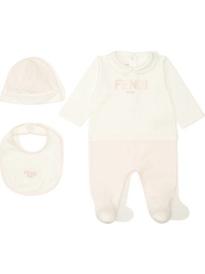 Fendi Pembe Beyaz 3lü Bebek Set