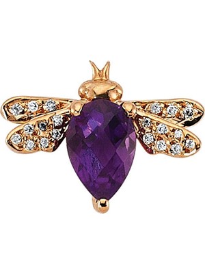 Bee Goddess Bee Pırlantalı Kadın Altın Tek Küpe