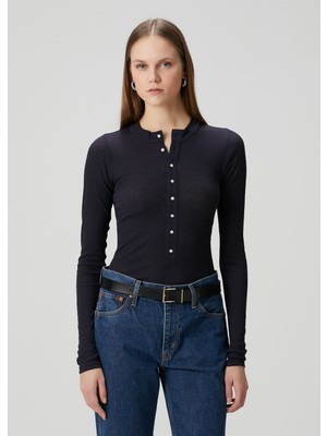 Polo Ralph Lauren Lacivert Düğme Detaylı Triko