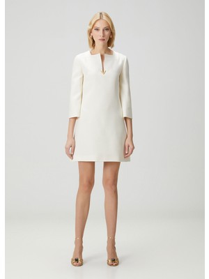 Valentino Vgold Beyaz Mini Yün Elbise