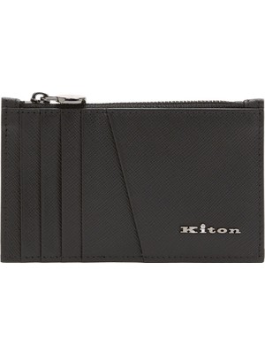 Kiton Siyah Metal Logolu Erkek Deri Kartlık