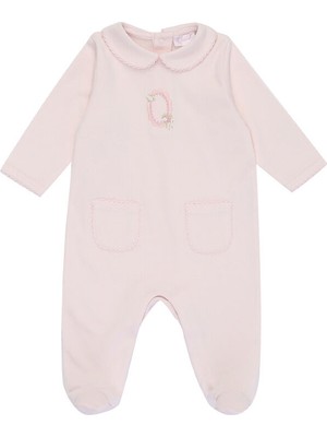 Princess Baby Pembe Bebe Yaka Nakış Detaylı Kız Bebek Tulum