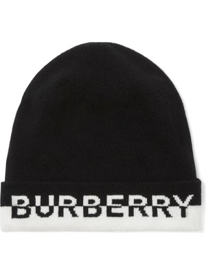 Burberry Core Siyah Kaşmir Logolu Kadın Bere