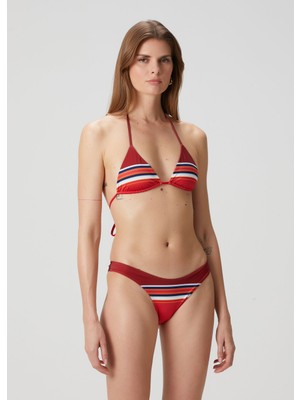 Frankie's Bikinis Nick Kırmızı Çizgili Üçgen Bikini Üstü