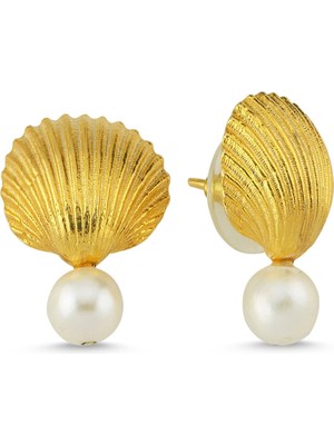 Michael's Pearl Shell Stud Kadın Gümüş Küpe