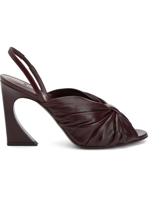 Fendi Bordo Kadın Deri Sandalet