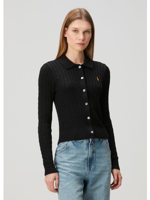 Polo Ralph Lauren Siyah Saç Örgü Polo Hırka