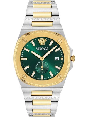 Versace VRSCVE0V00425 Altın Rengi Metalik Gri Çelik Erkek Kol Saati