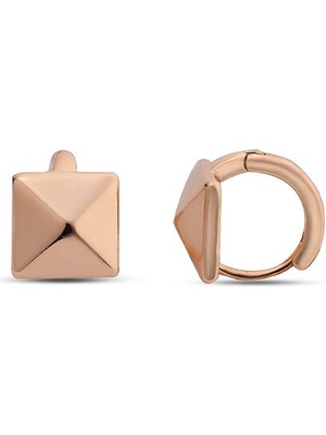 Chaseldor Mini Rosegold Köşeli Zirkon & Altın Kaplama Pirinç Kadın Küpe